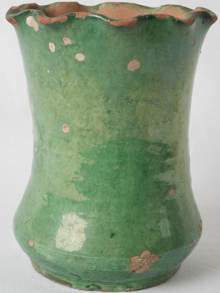 Charming antique French green ceramic vase