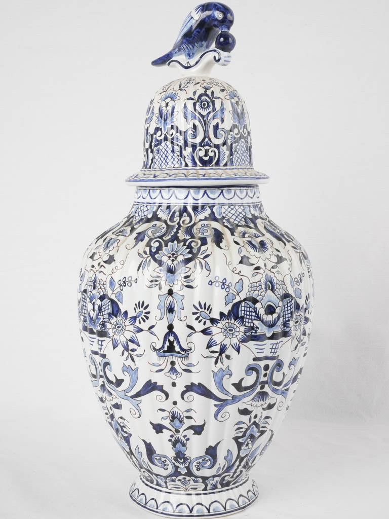 Large blue & white Delft style lidded jar 19¼"