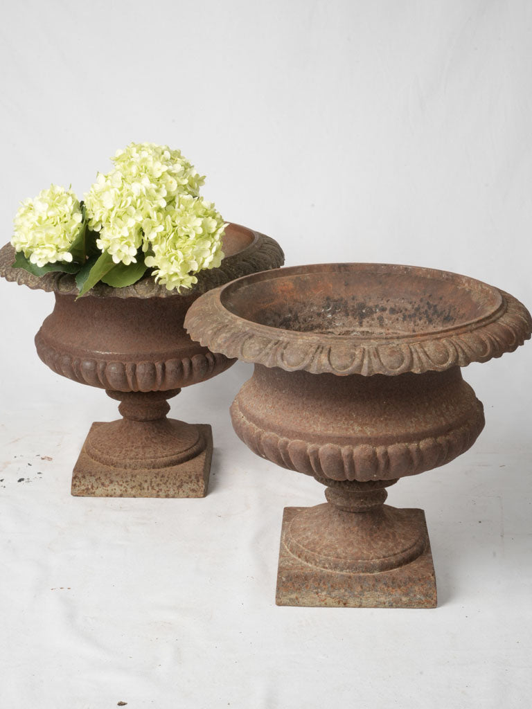 Late 19th-Century Cast Iron Medicis Planters w/ Rust Patina - 17¾"