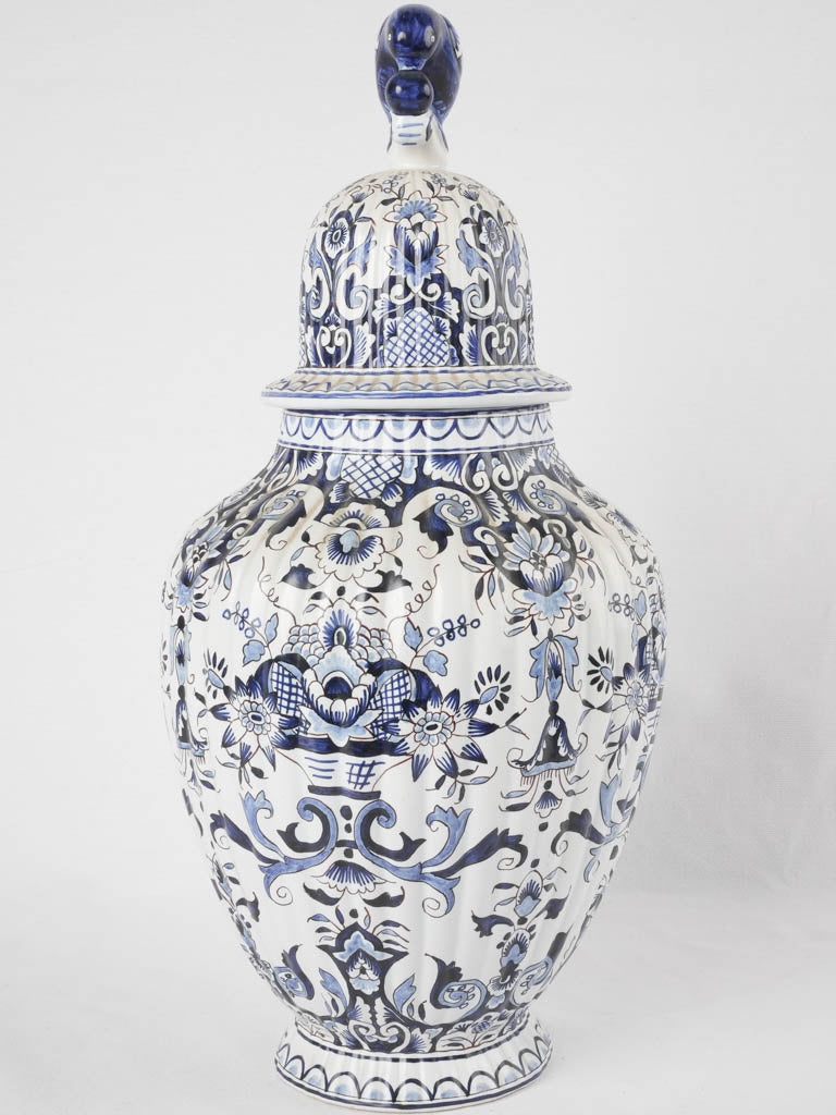 Large blue & white Delft style lidded jar 19¼"