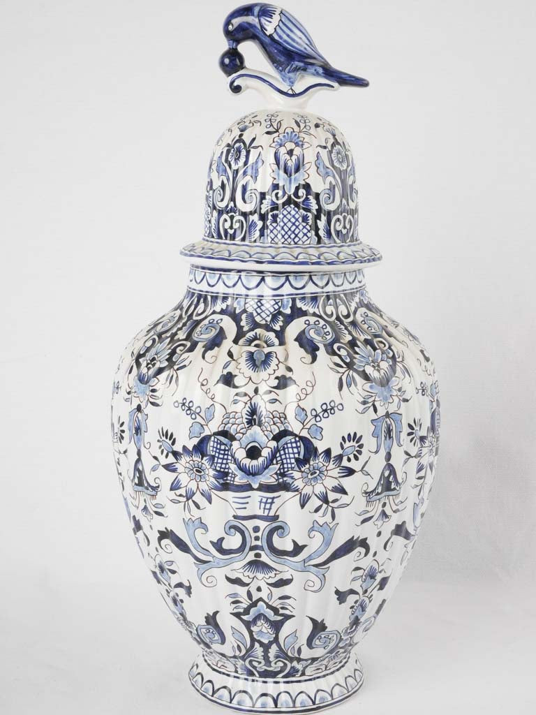 Large blue & white Delft style lidded jar 19¼"