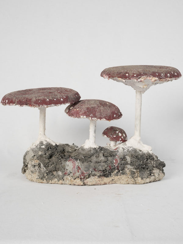 Weathered Cement Fairy-tale Mushroom Sculpture