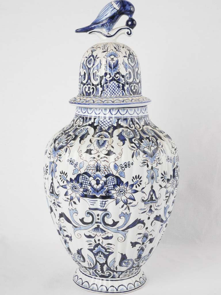 Large blue & white Delft style lidded jar 19¼"