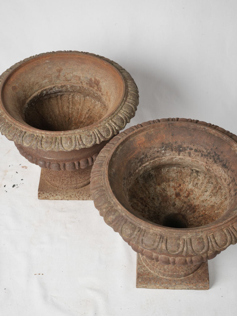 Late 19th-Century Cast Iron Medicis Planters w/ Rust Patina - 17¾"