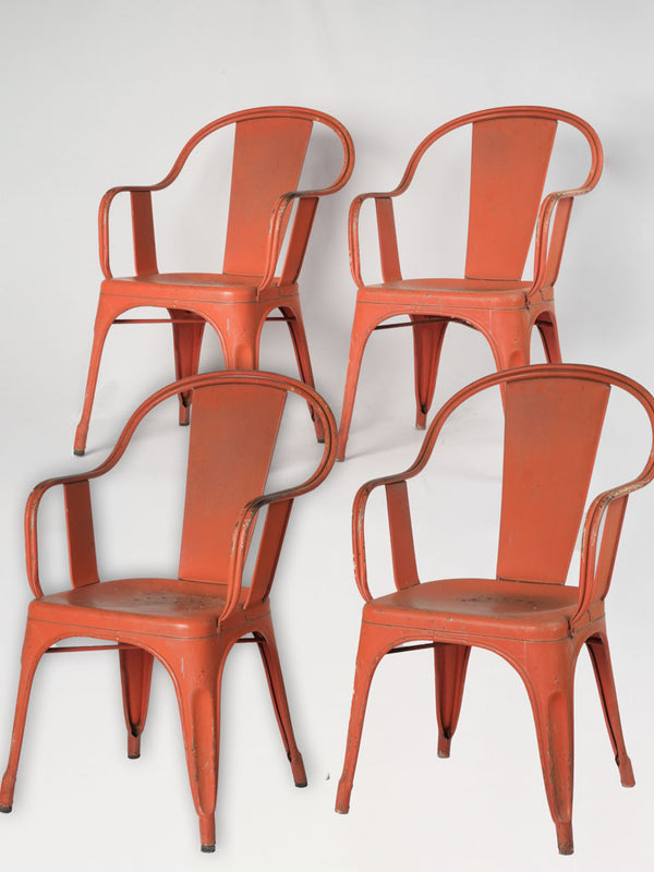 Terracotta vintage Tolix Bistro Armchairs