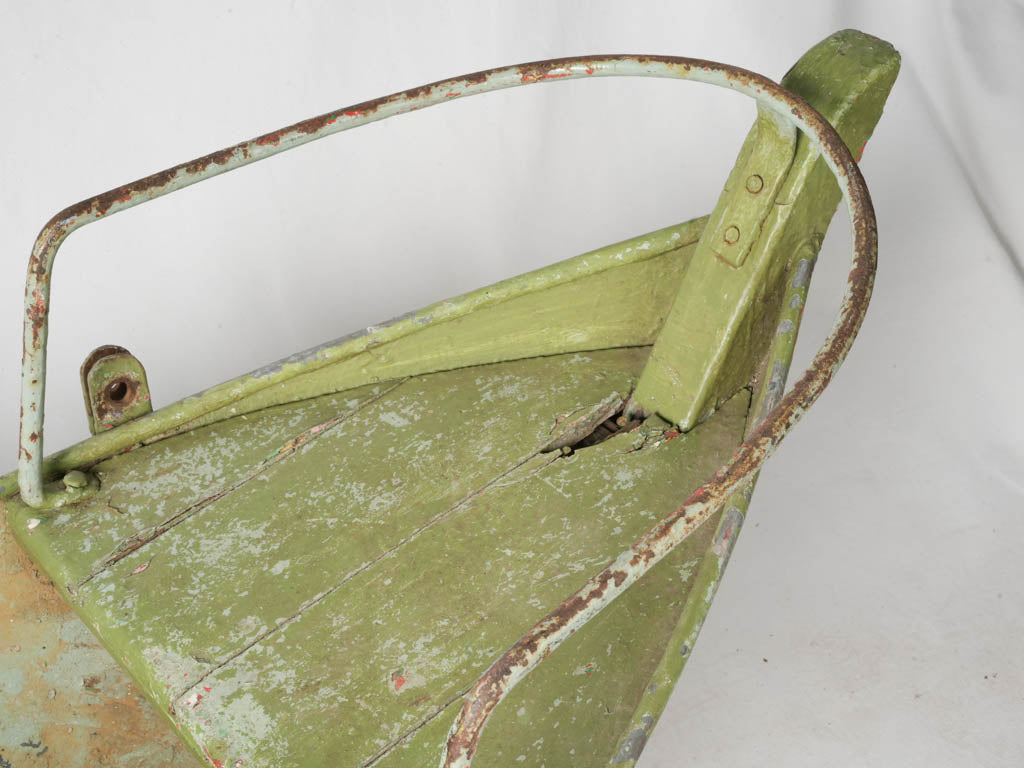 1950s Green Painted Metal and Wood Boat Swing Basket - 60¼"