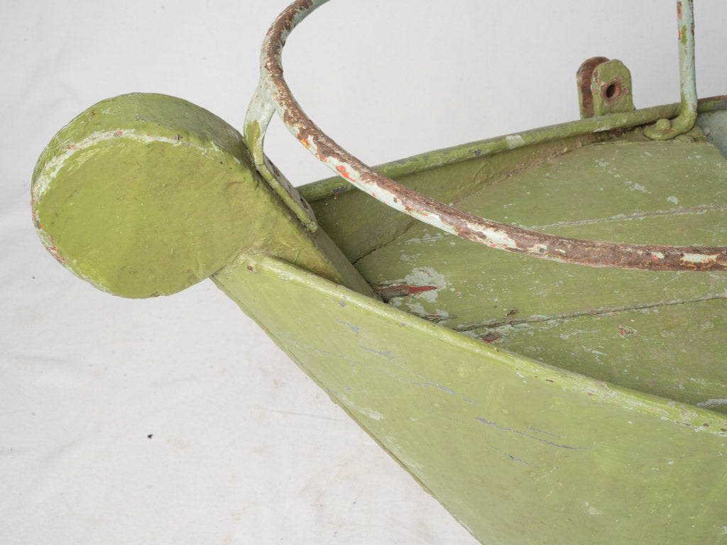 1950s Green Painted Metal and Wood Boat Swing Basket - 60¼"