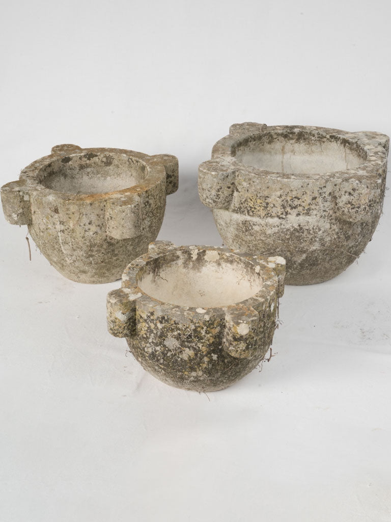 Weathered, Rustic Antique French Mortars