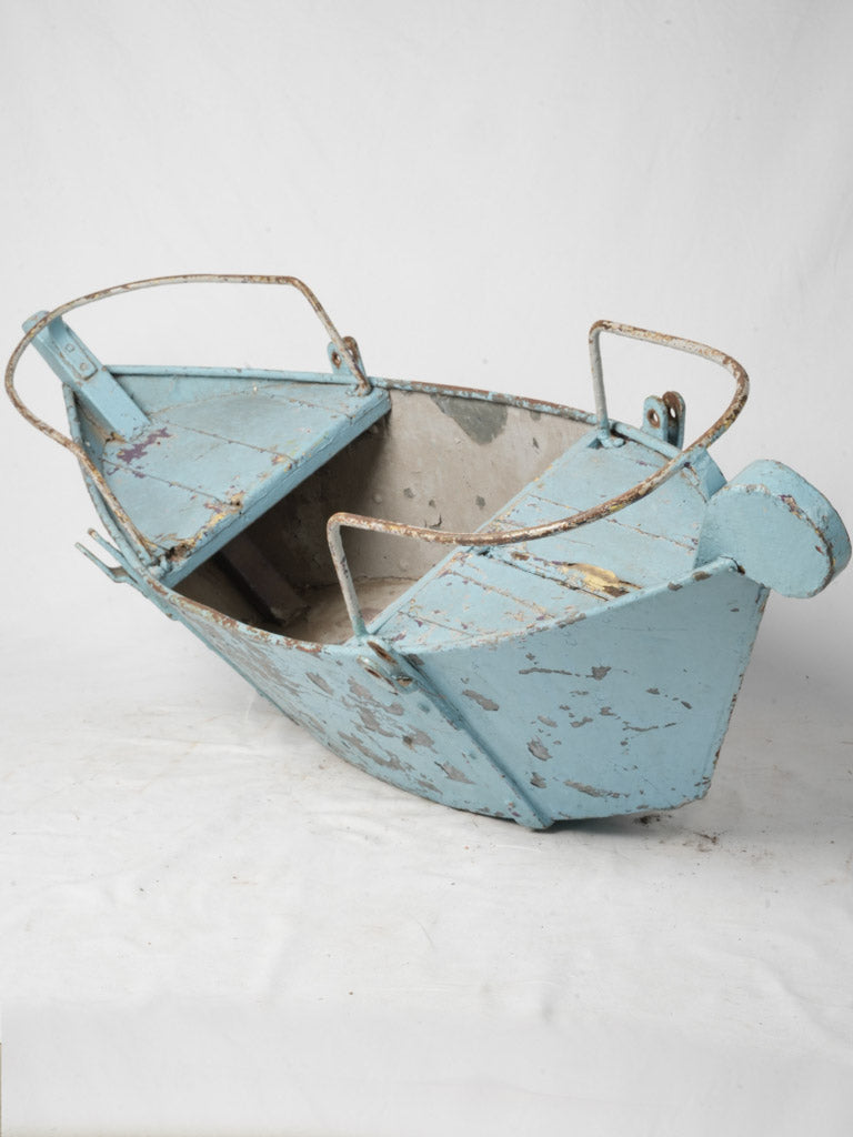 1950s Blue Painted Metal and Wood Boat Swing Basket - 60¼"