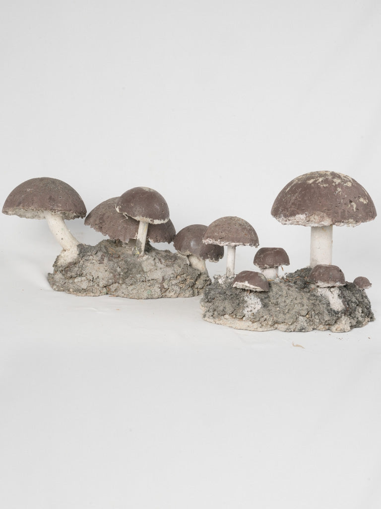 Vintage whimsical mushroom garden sculptures