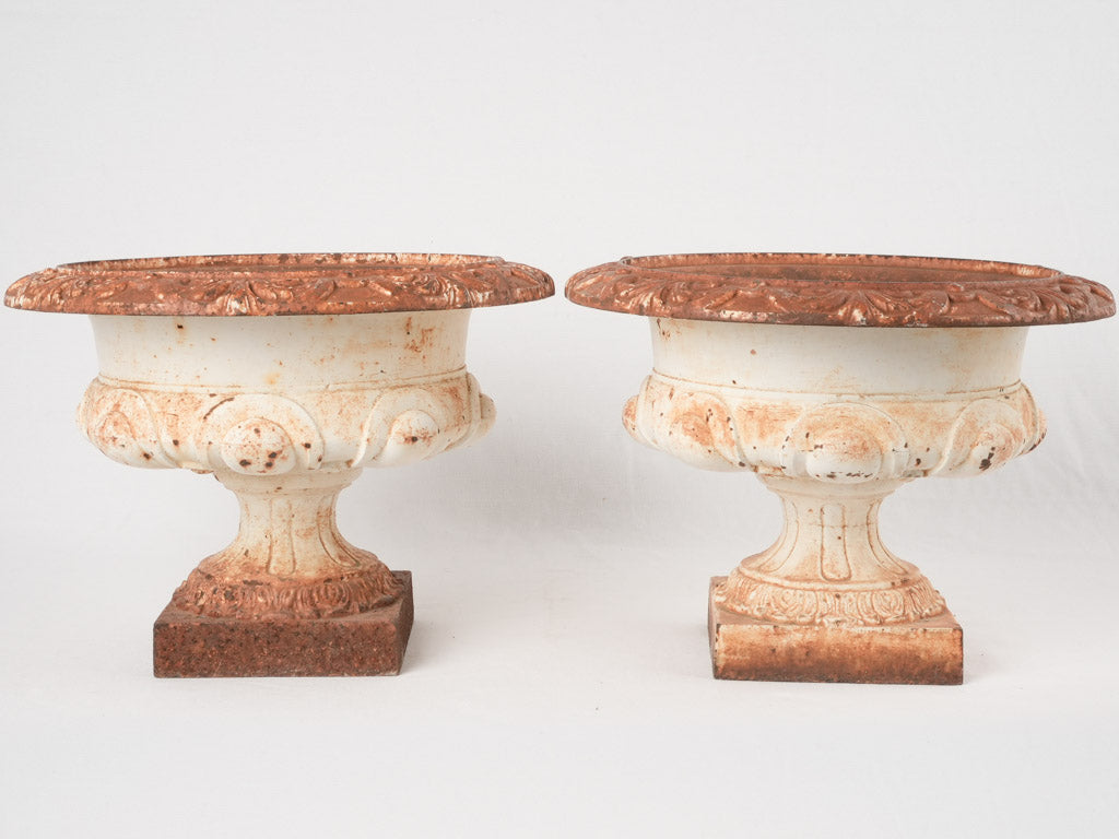 Elegant French gadrooned garden urns