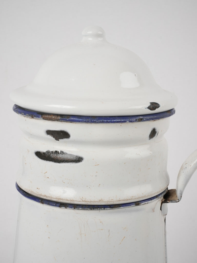 Vintage French Enamelware Coffee Pot - Blue and White – House of
