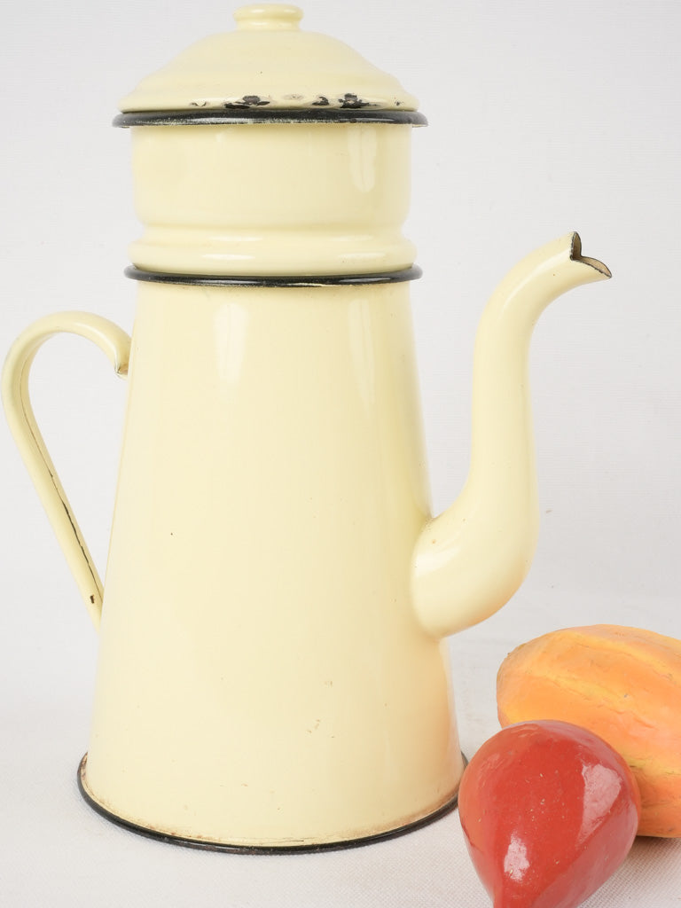 Antique buttermilk yellow enamel coffeepot