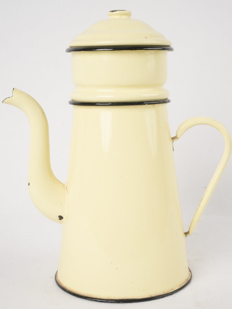 Nostalgic yellow enamel coffee container