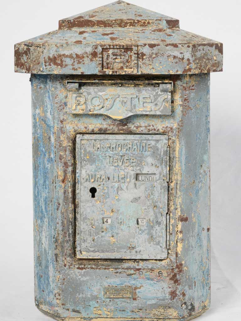 Early 20th-Century French Post Box w/ Blue Patina