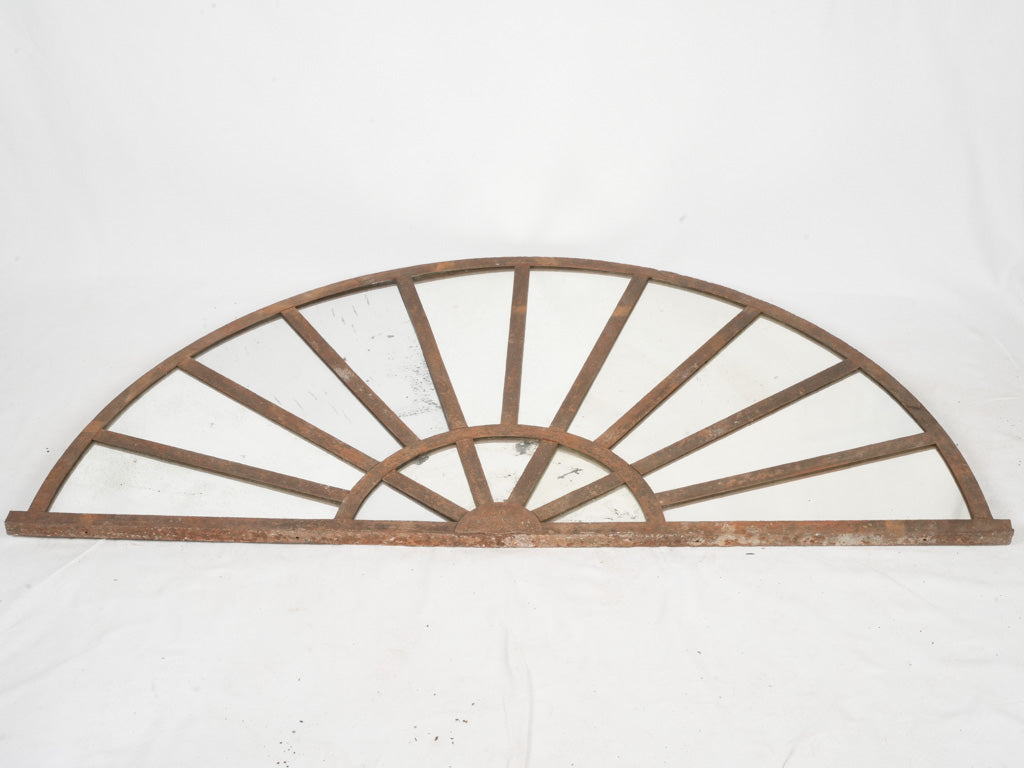 Semi-Circular French Industrial Iron Transom Mirror - 64¼" x  31½"