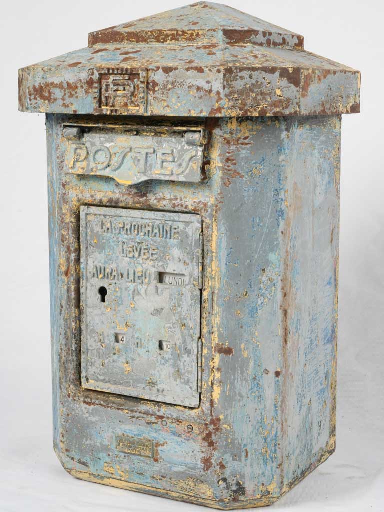 Early 20th-Century French Post Box w/ Blue Patina