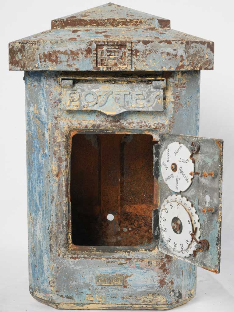 Early 20th-Century French Post Box w/ Blue Patina