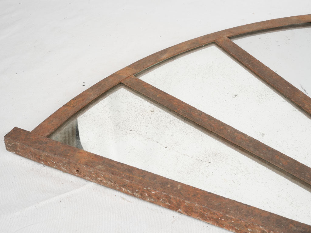 Semi-Circular French Industrial Iron Transom Mirror - 64¼" x  31½"