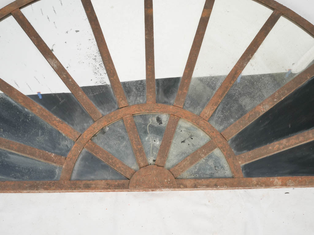 Semi-Circular French Industrial Iron Transom Mirror - 64¼" x  31½"