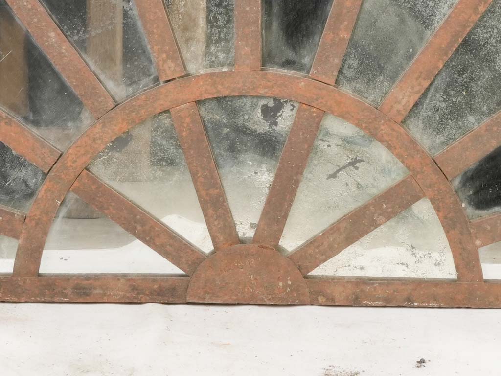 Semi-Circular French Industrial Iron Transom Mirror - 64¼" x  31½"