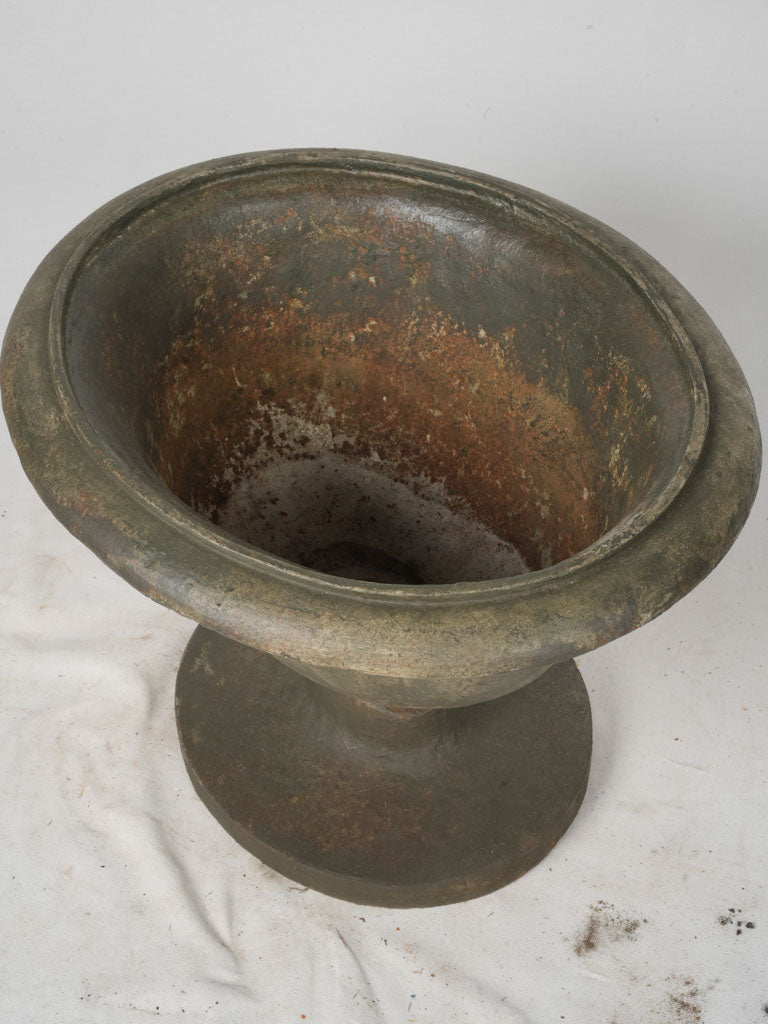 Large 19th-Century French Oval Cast Iron Planter w/ Grey Patina - 17¼" x  23¾" x 20"