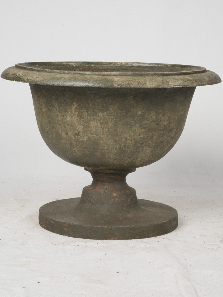 Large 19th-Century French Oval Cast Iron Planter w/ Grey Patina - 17¼" x  23¾" x 20"