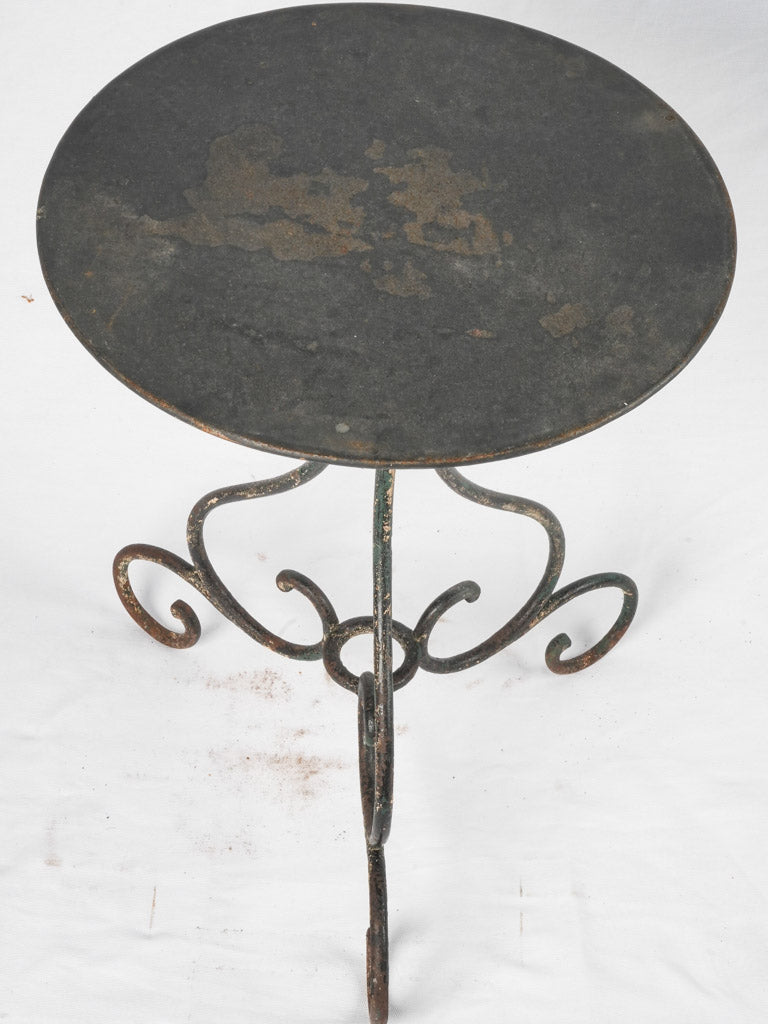 Antique French Garden Table w/ Scroll Base - Black