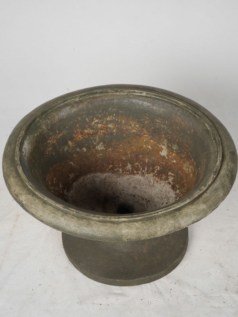 Large 19th-Century French Oval Cast Iron Planter w/ Grey Patina - 17¼" x  23¾" x 20"