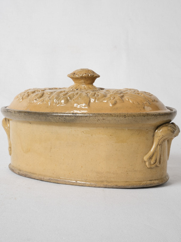 Elegant yellow floral terracotta tureen