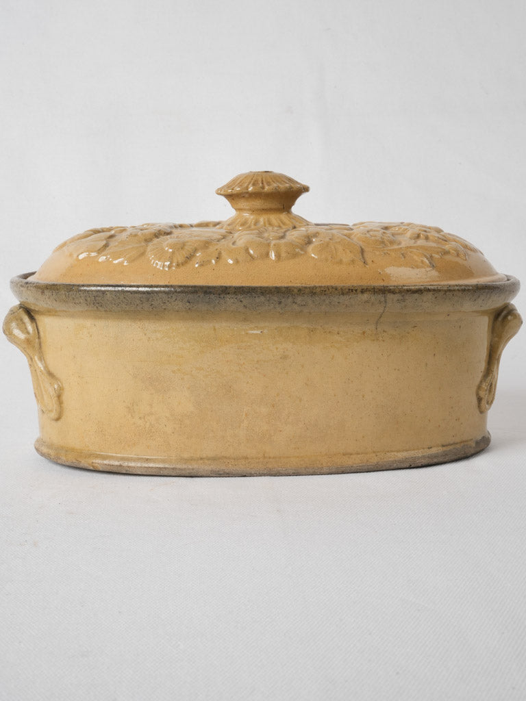 Antique glazed floral terracotta tureen