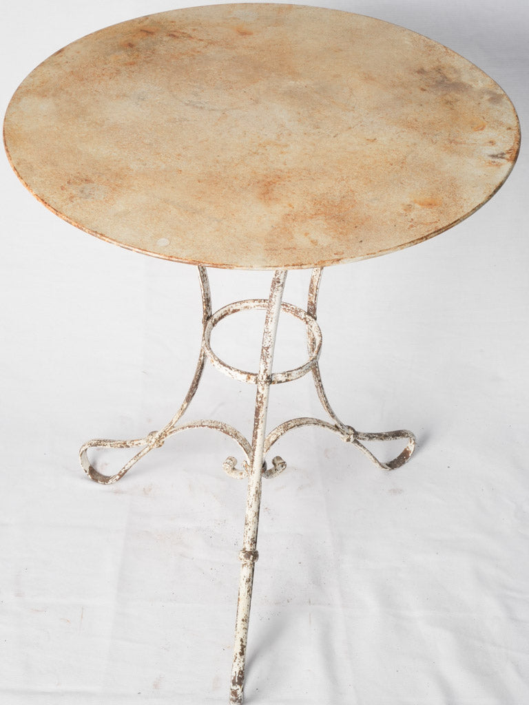 Antique French Garden Table w/ Rustic White Patina