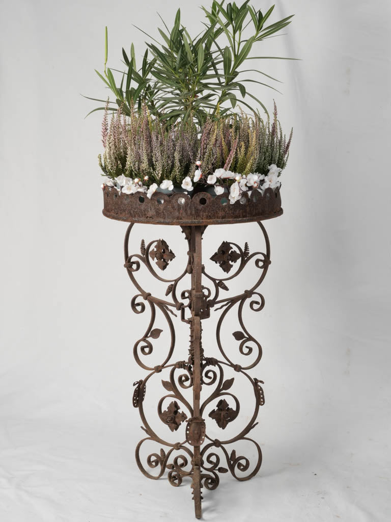 Hand-forged antique iron plant holder