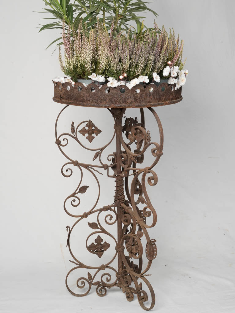 Rustic scrolled wrought iron stand