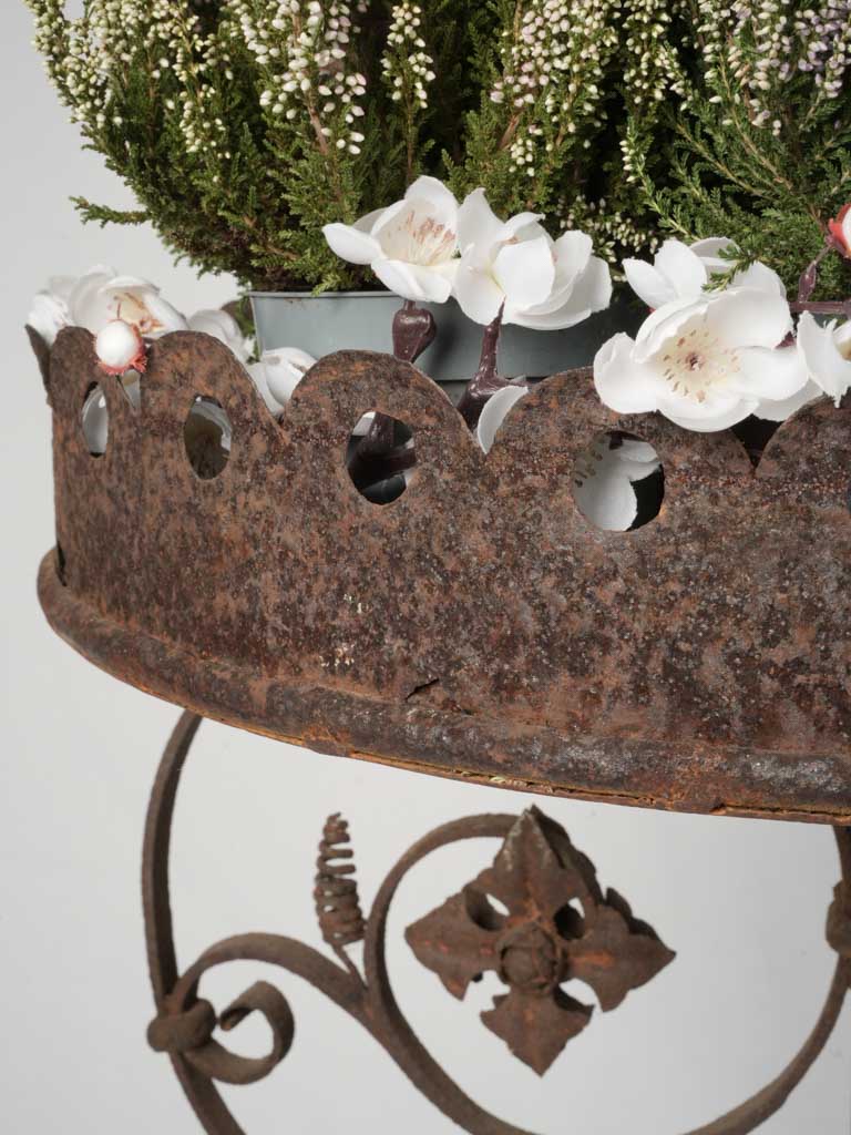 Weathered French floral motif planter