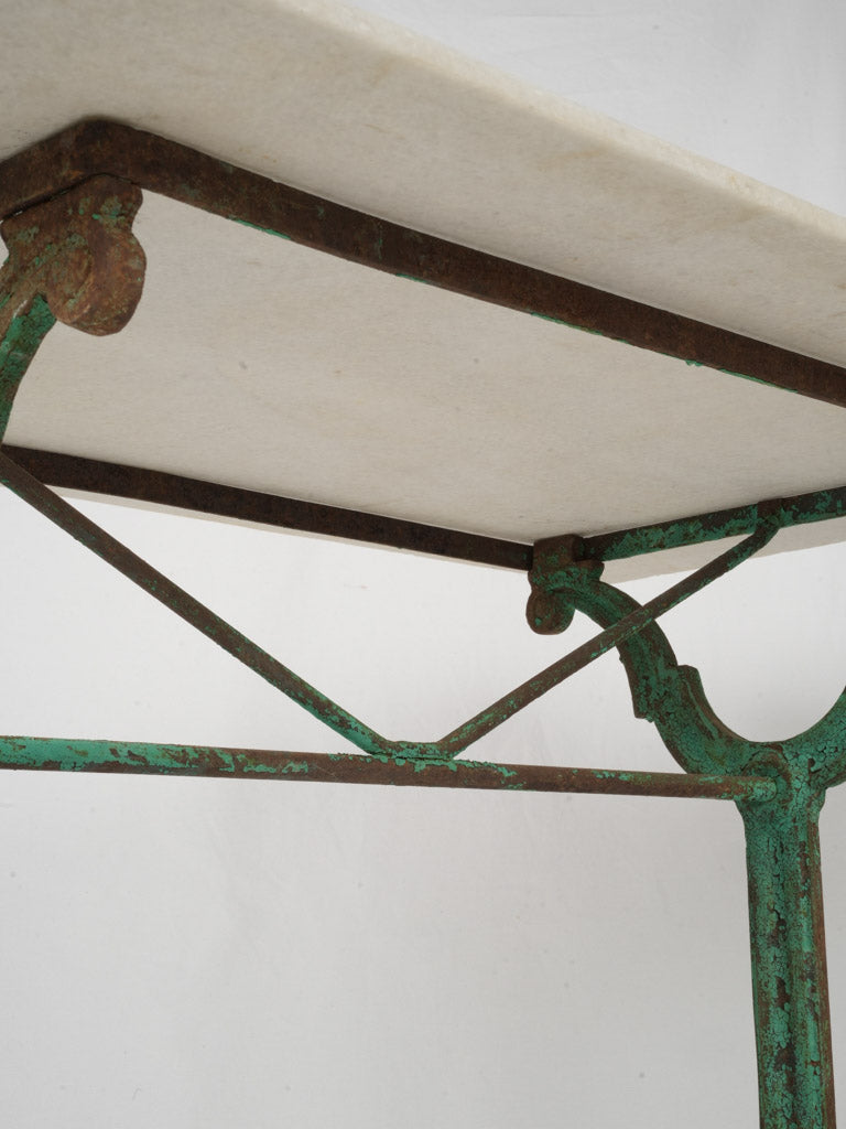 Rustic cast iron table.