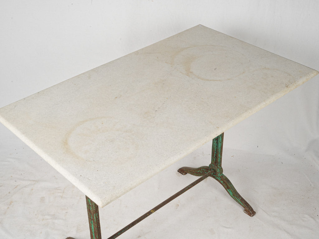 Early 20th-Century Cast Iron and Marble Bistro Table -41¼"