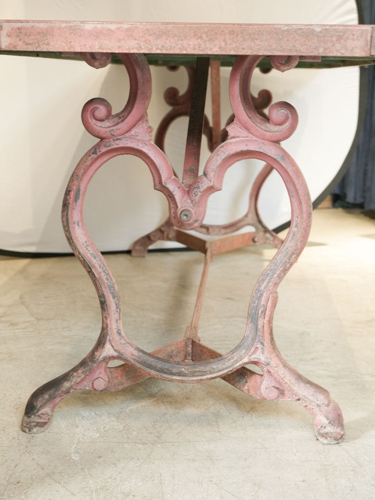 1910s Cast Iron Industrial Table w/ Scrollwork Base - 80"