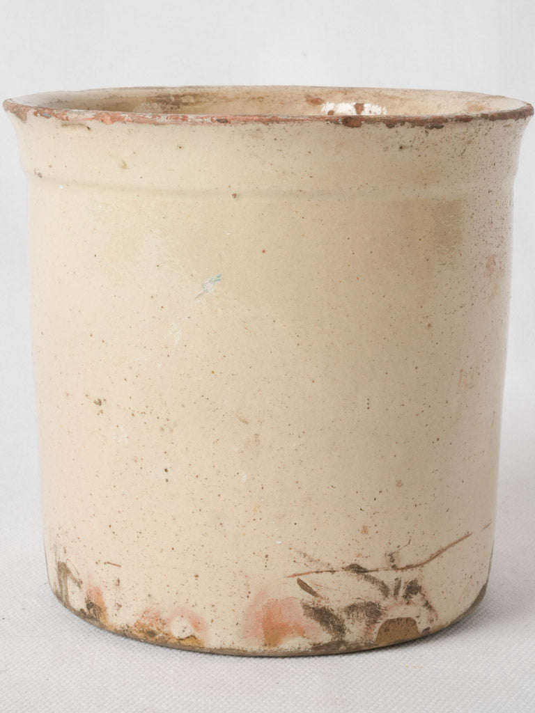 Antique glazed terracotta French confiture pot