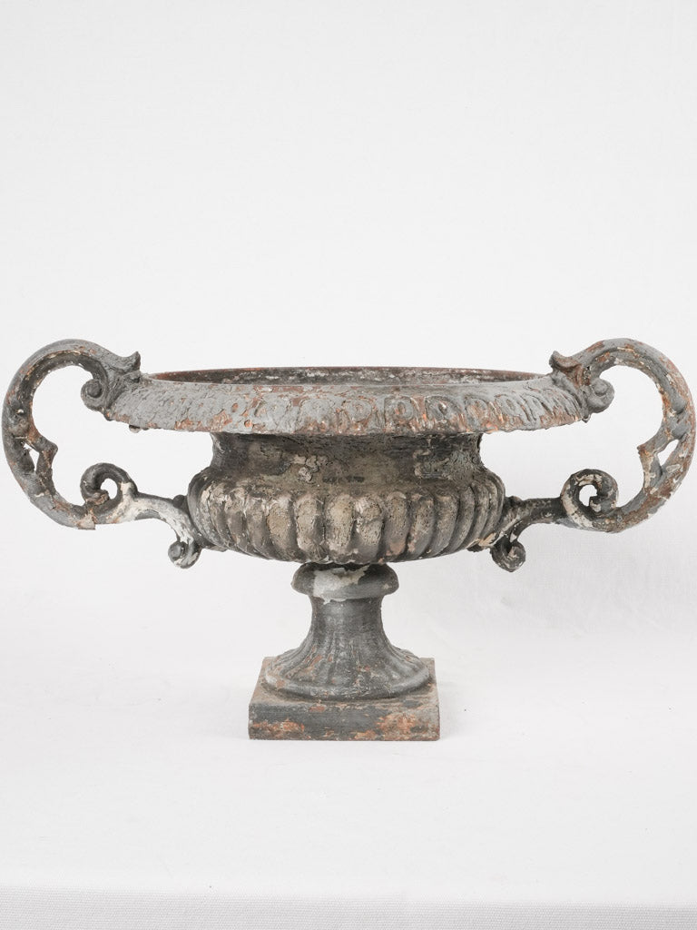 Classic Scroll-handled iron garden urn