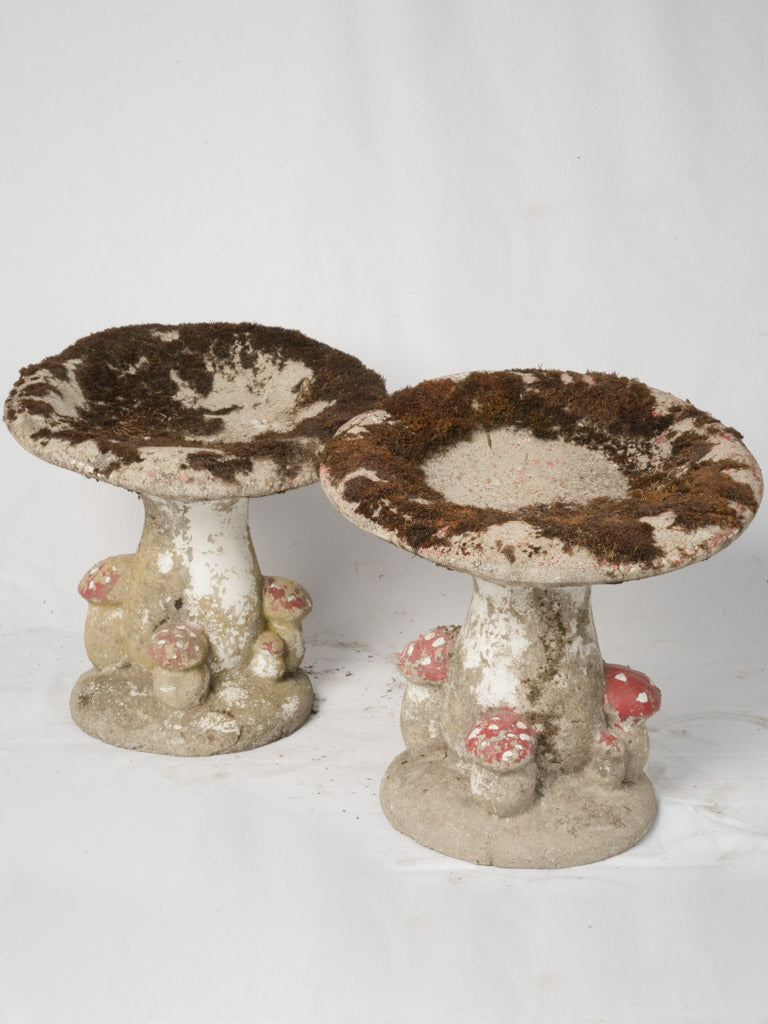 Vintage French Concrete Garden Stools 