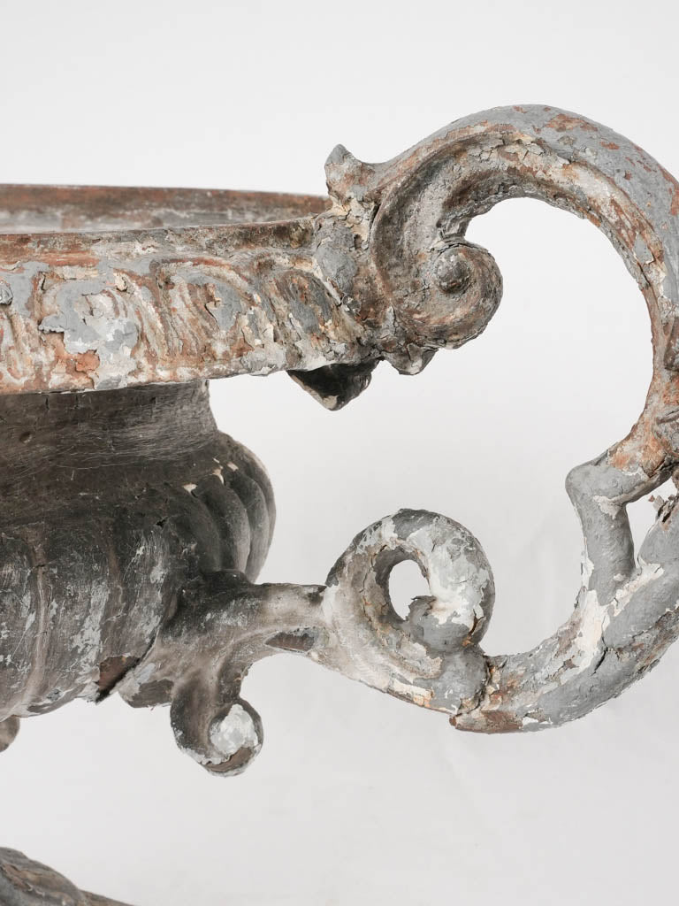 Aged patina outdoor iron planter