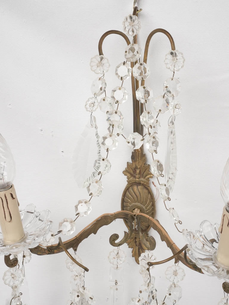 Charming early-century crystal sconces