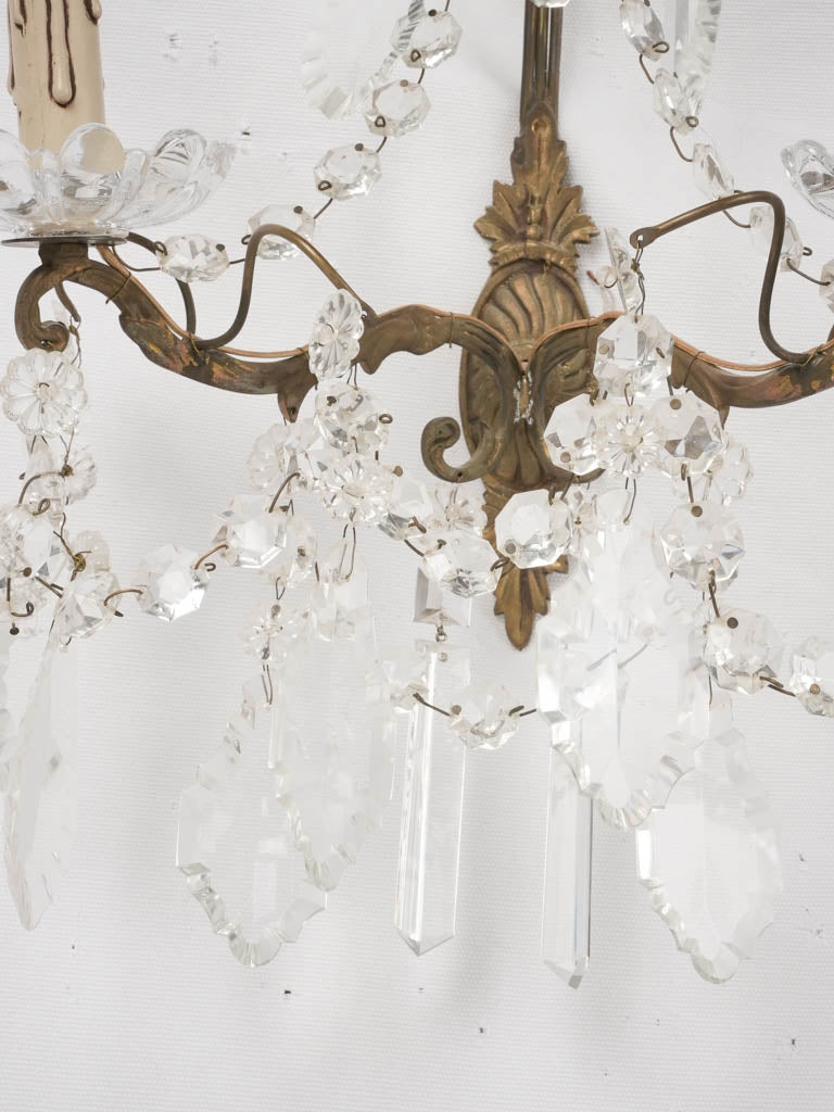 Ornate crystal wall lighting pair