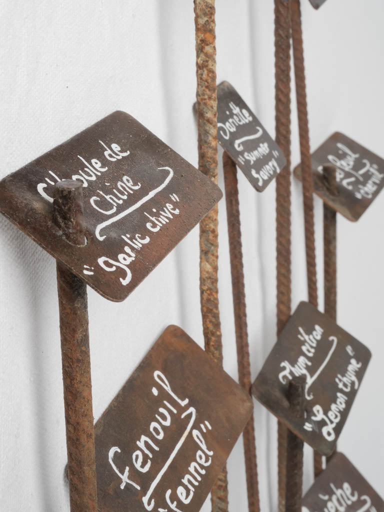 Distinctive handcrafted iron herb labels