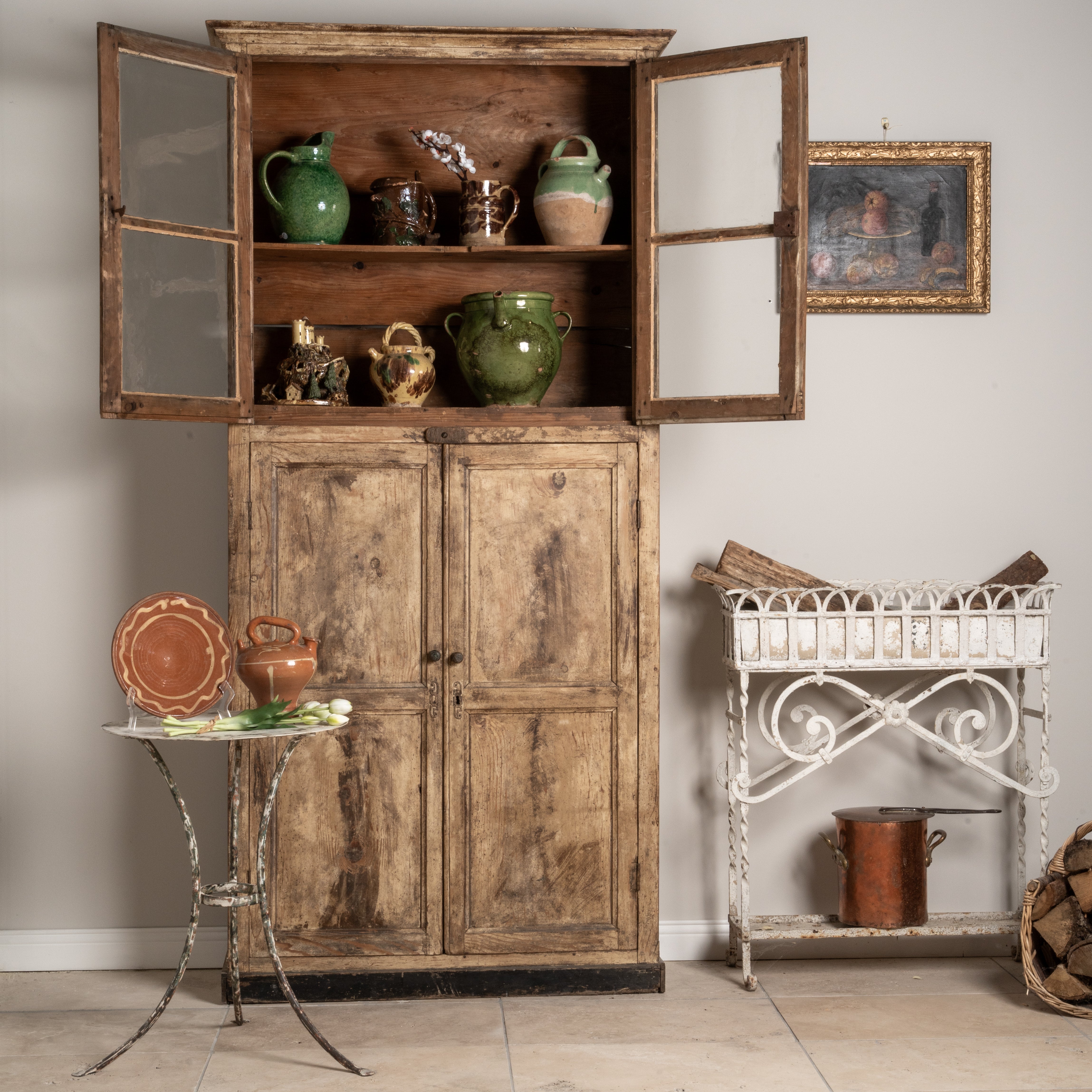 Tall narrow vitrine / armoire - 19th century 87½" x 39"