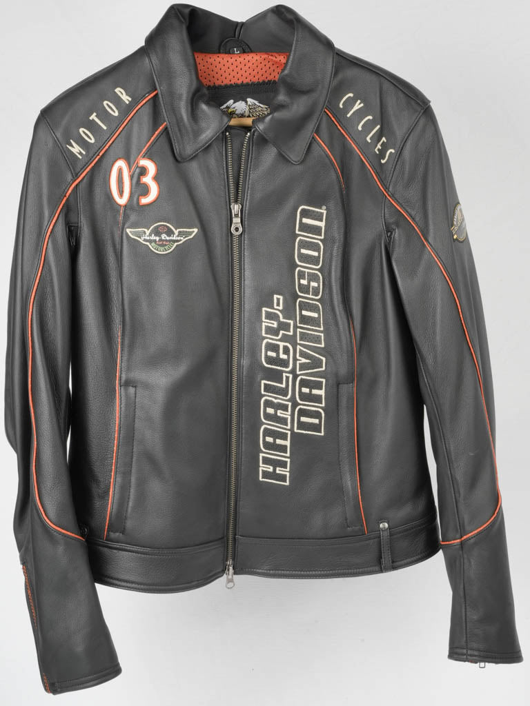 Vintage black leather Harley-Davidson ladies jacket