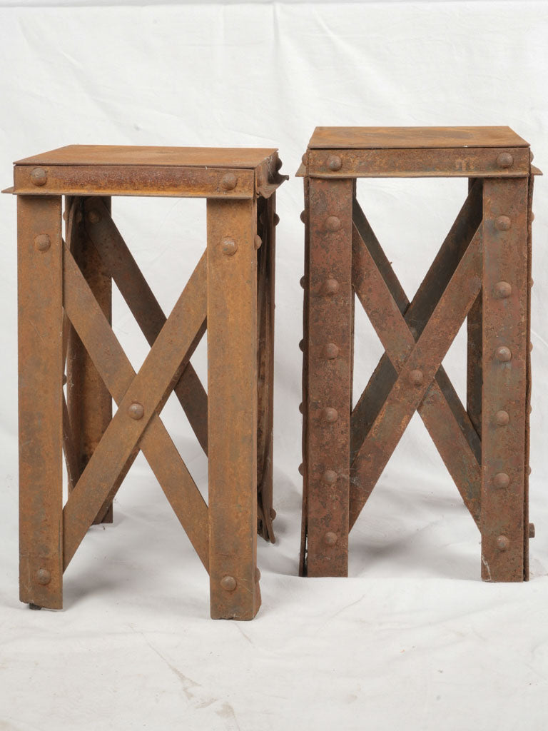 Pair of Sturdy Industrial Cast Iron Pedestals - 26½"