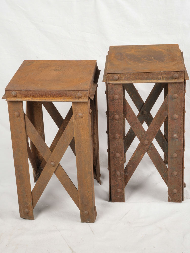 Pair of Sturdy Industrial Cast Iron Pedestals - 26½"