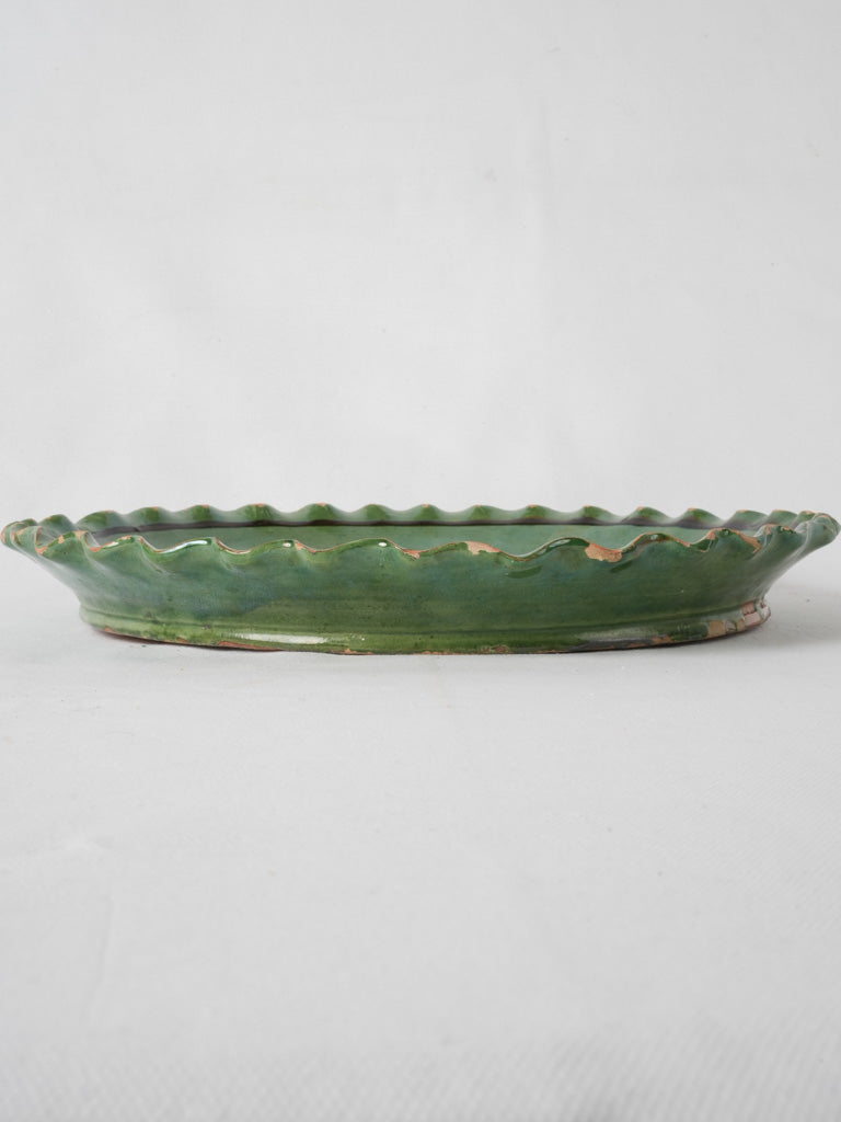 Charming green antique floral dish